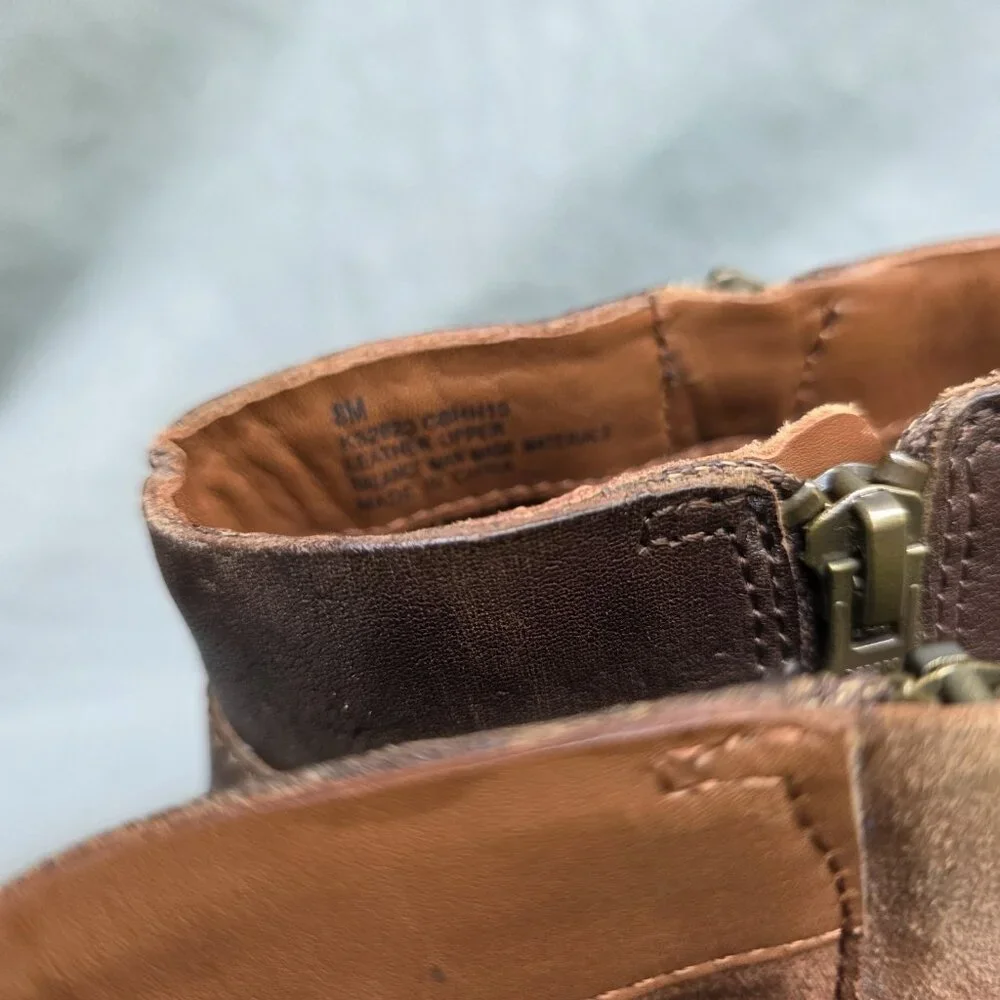 Kork-Ease Size 8M Brown Ankle Boots Size Zip Buckle Shoes Leather Western - Picture 4 of 11